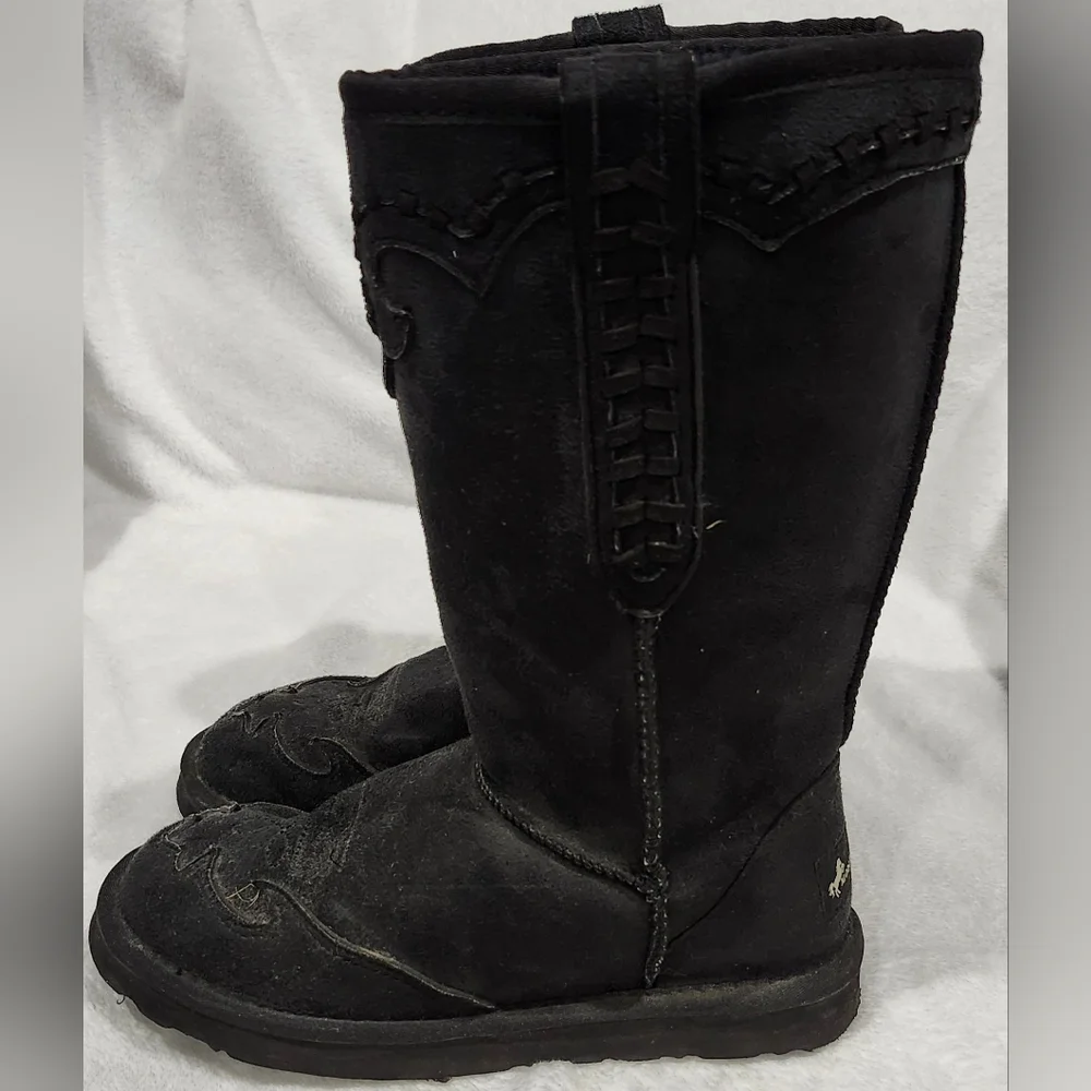 Montana West black faux suede Winter boots faux fur lining women's size 6